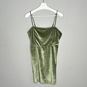 NWT Twik Green Crushed Velvet Lace Up Back Mini Dress